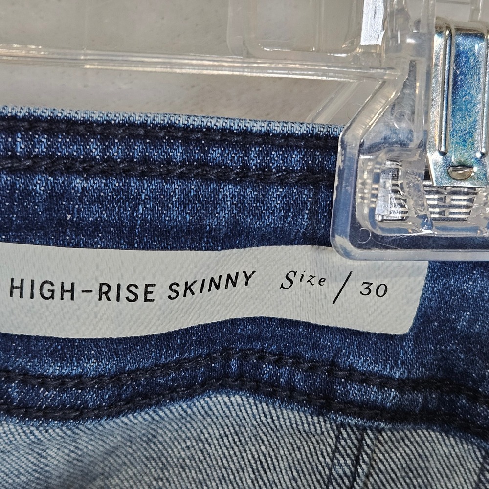 Pilcro Anthropologie High Rise Skinny Jeans Dark Wash Sailor Button Blue Size 30 - Picture 3 of 11